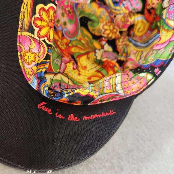 Karma Live in The Moment Embroidered Skull Cap Hat Cotton Black One Size - Picture 9 of 11